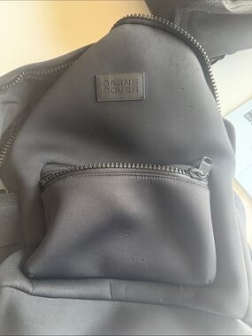 Dagne Dover Black Men's Backpack with Front Zip Pocket
